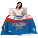 custom oklahoma city thunder paint strokes blue white blanket best selling