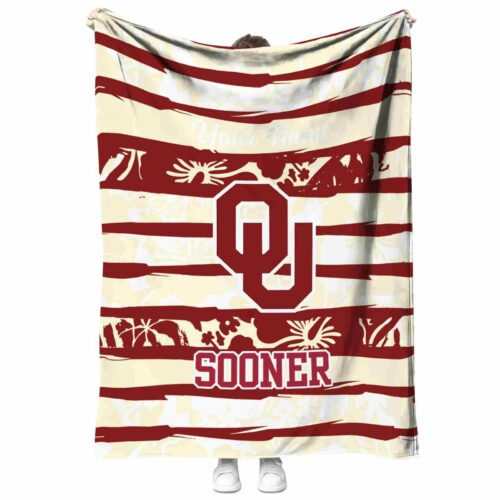 custom oklahoma sooners floral stripes crimson white blanket best selling