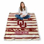 custom oklahoma sooners floral stripes crimson white blanket high quality