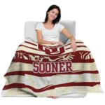 custom oklahoma sooners floral stripes crimson white blanket latest model