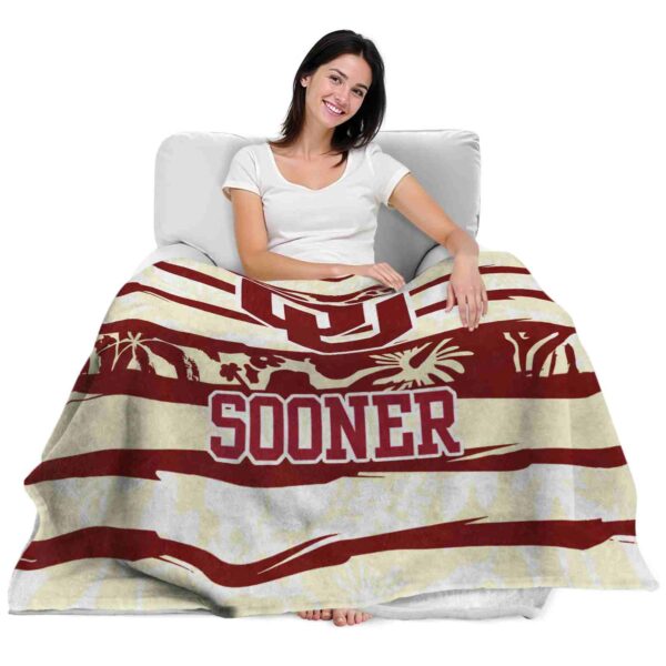 custom oklahoma sooners floral stripes crimson white blanket latest model