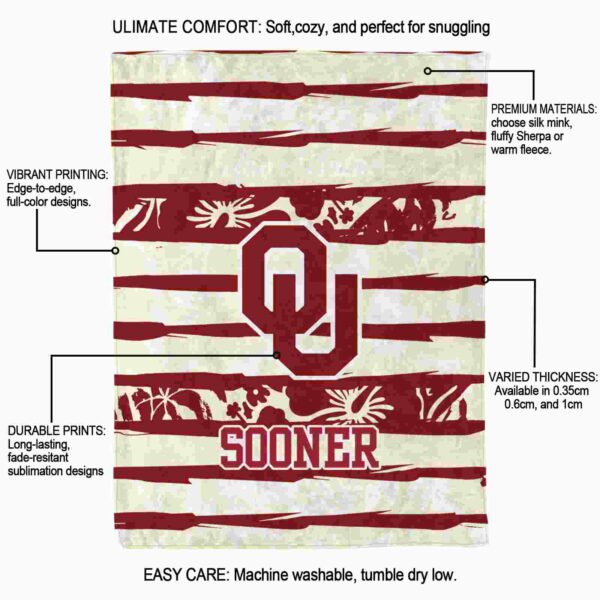 custom oklahoma sooners floral stripes crimson white blanket new arrival