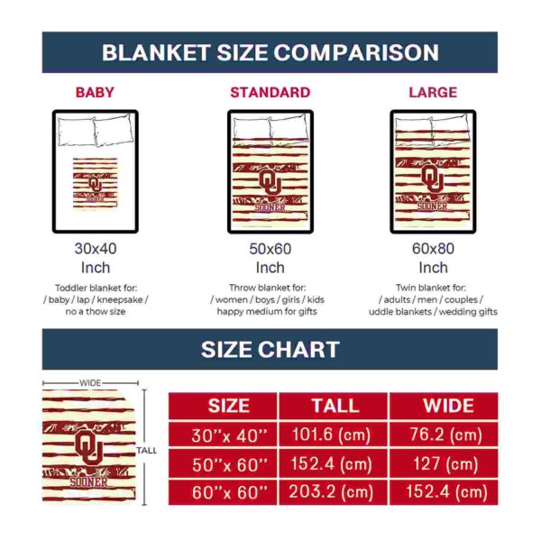 custom oklahoma sooners floral stripes crimson white blanket trendy