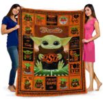 custom oklahoma state cowboys baby yoda orange blanket best selling