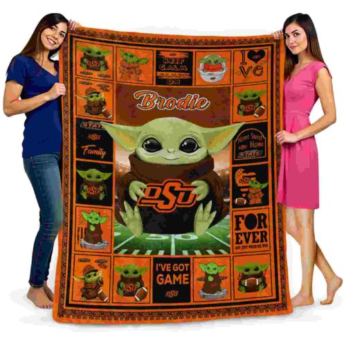 custom oklahoma state cowboys baby yoda orange blanket fashion forward