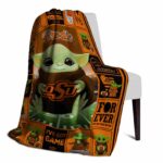 custom oklahoma state cowboys baby yoda orange blanket best selling