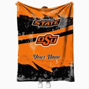 custom oklahoma state cowboys grunge streaks orange blanket best selling
