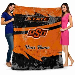 custom oklahoma state cowboys grunge streaks orange blanket fashion forward