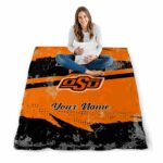custom oklahoma state cowboys grunge streaks orange blanket best selling