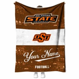 custom oklahoma state cowboys grunge texture orange white blanket best selling