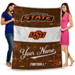 custom oklahoma state cowboys grunge texture orange white blanket best selling