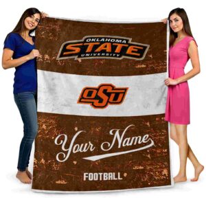 custom oklahoma state cowboys grunge texture orange white blanket fashion forward