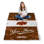 custom oklahoma state cowboys grunge texture orange white blanket best selling