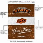 custom oklahoma state cowboys grunge texture orange white blanket best selling