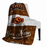 custom oklahoma state cowboys grunge texture orange white blanket best selling