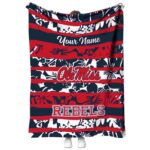 custom ole miss rebels floral stripes red white blanket best selling