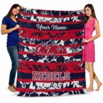 custom ole miss rebels floral stripes red white blanket best selling