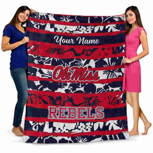 custom ole miss rebels floral stripes red white blanket fashion forward