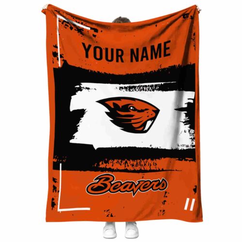 custom oregon state beavers paint strokes orange white blanket best selling