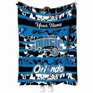 custom orlando magic floral stripes blue white blanket best selling