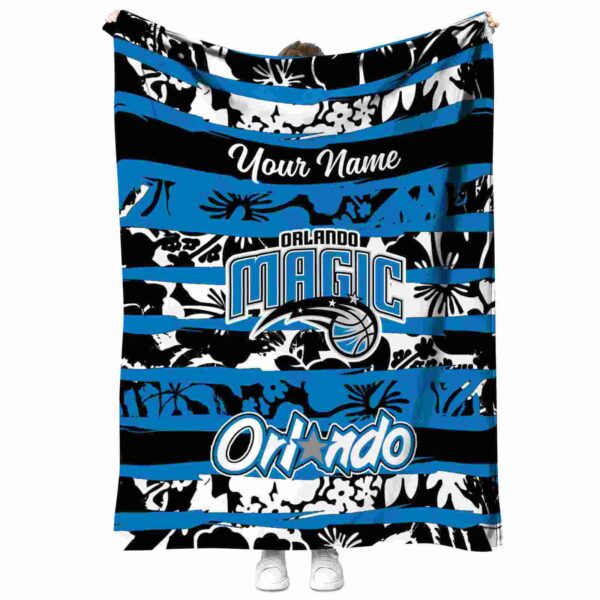 custom orlando magic floral stripes blue white blanket best selling