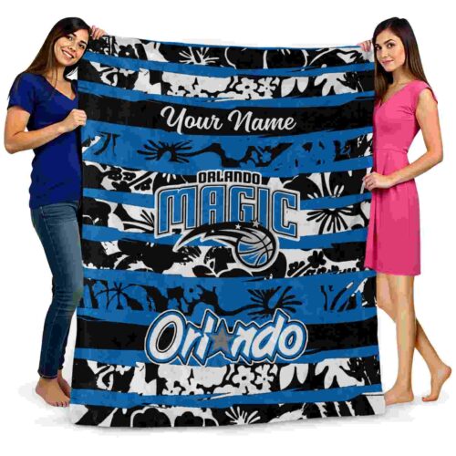 custom orlando magic floral stripes blue white blanket fashion forward