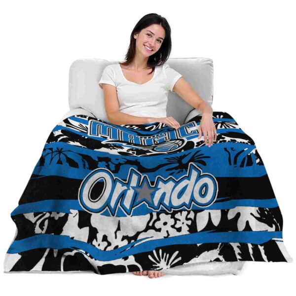 custom orlando magic floral stripes blue white blanket latest model