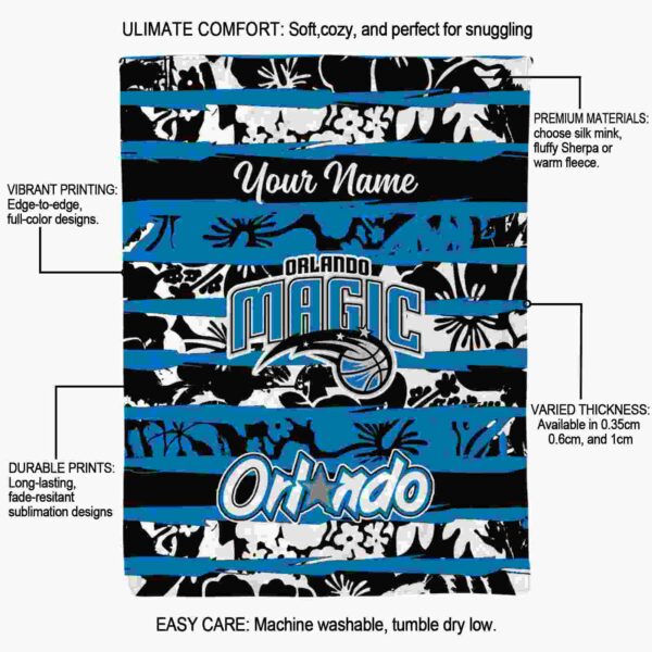 custom orlando magic floral stripes blue white blanket new arrival