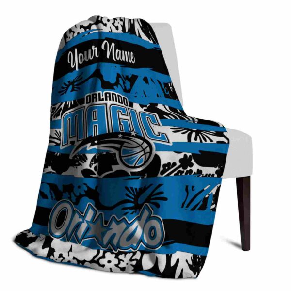 custom orlando magic floral stripes blue white blanket top rated