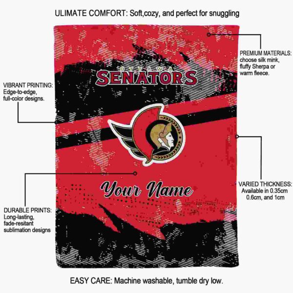custom ottawa senators grunge streaks red blanket new arrival