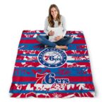 custom philadelphia 76ers floral stripes blue white blanket best selling