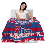 custom philadelphia 76ers floral stripes blue white blanket best selling