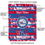 custom philadelphia 76ers floral stripes blue white blanket best selling