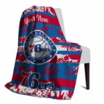 custom philadelphia 76ers floral stripes blue white blanket best selling