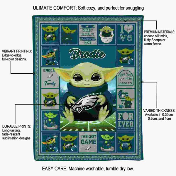 custom philadelphia eagles baby yoda green blanket new arrival