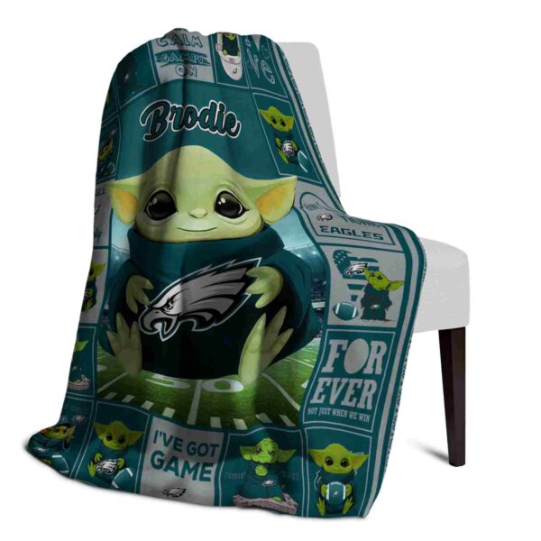 custom philadelphia eagles baby yoda green blanket top rated
