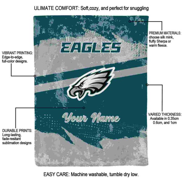 custom philadelphia eagles grunge streaks green blanket new arrival