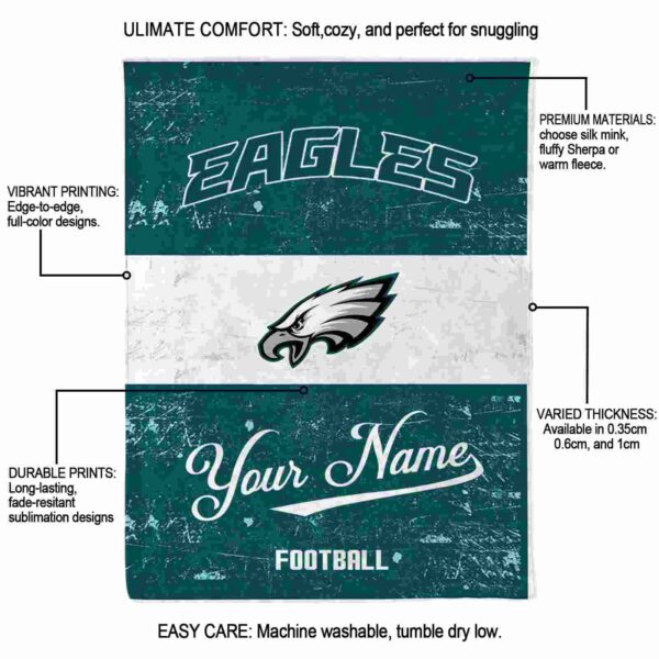 custom philadelphia eagles grunge texture green white blanket new arrival