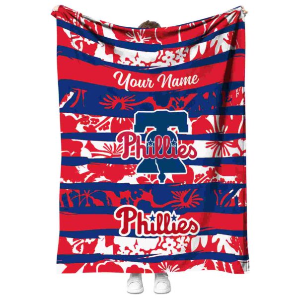 custom philadelphia phillies floral stripes blue white blanket best selling