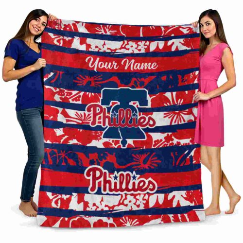 custom philadelphia phillies floral stripes blue white blanket fashion forward