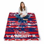 custom philadelphia phillies floral stripes blue white blanket high quality
