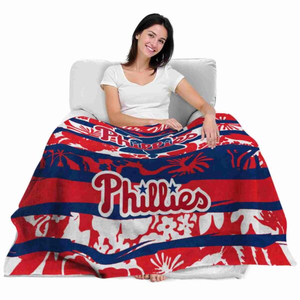 custom philadelphia phillies floral stripes blue white blanket latest model