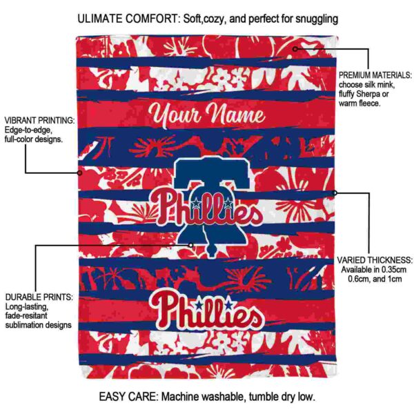 custom philadelphia phillies floral stripes blue white blanket new arrival