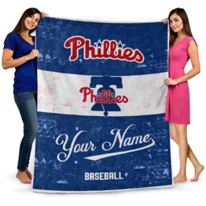 custom philadelphia phillies grunge texture blue white blanket fashion forward