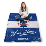 custom philadelphia phillies grunge texture blue white blanket high quality