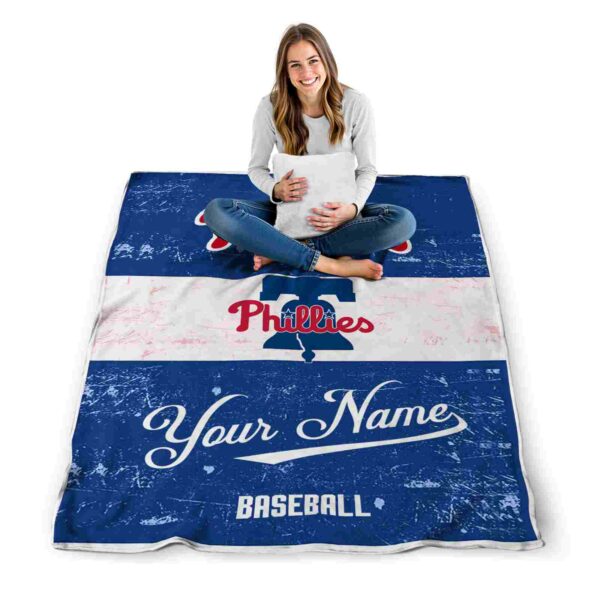 custom philadelphia phillies grunge texture blue white blanket high quality