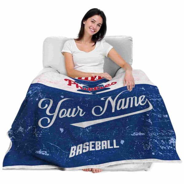 custom philadelphia phillies grunge texture blue white blanket latest model