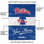custom philadelphia phillies grunge texture blue white blanket new arrival