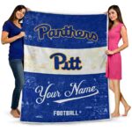 custom pittsburgh panthers grunge texture royal blue white blanket best selling