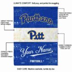 custom pittsburgh panthers grunge texture royal blue white blanket best selling